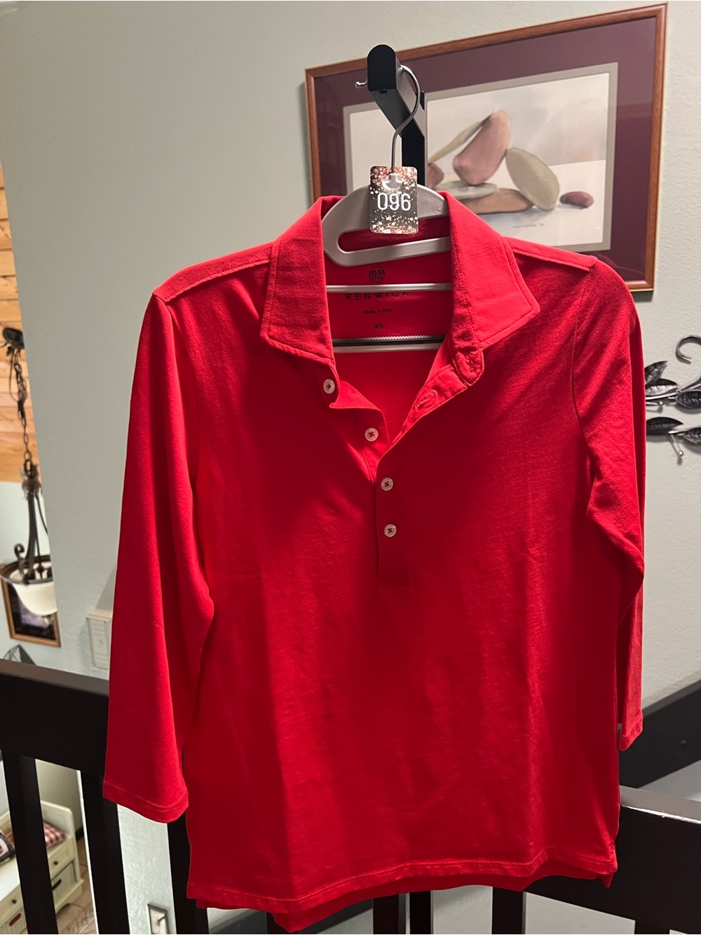 NWOT Men's Red Mid-Sleeve Red Polo Shirt - Classic Casual XS #096